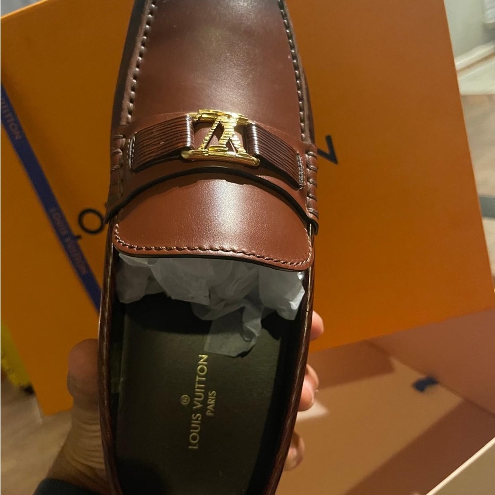 Louis Vuitton Brown Leather Slip-On Loafers